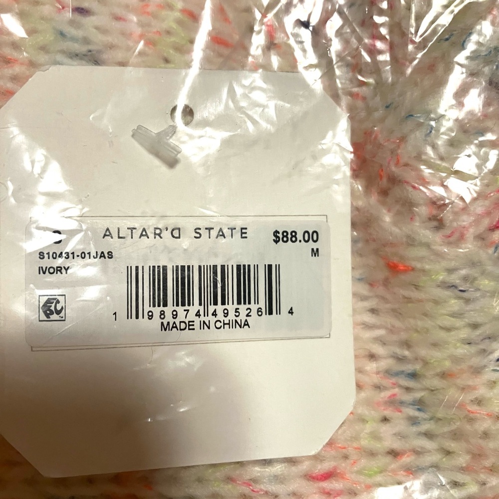 Altar'd State Size M Multicolor Speckle Abstract Flower Print Sweater/Crew Neck - Picture 5 of 6